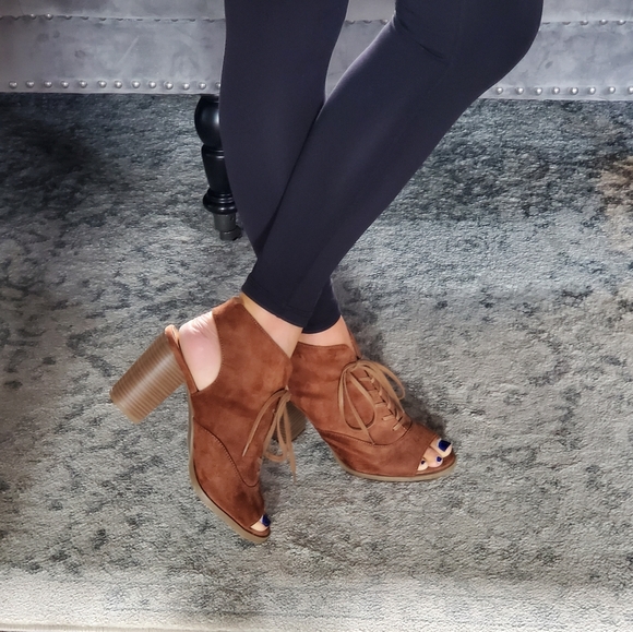 COPY - Brown suede lace up ankle booties - Picture 2 of 16